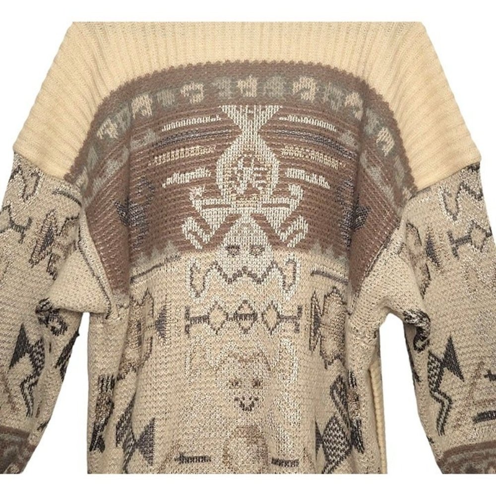 Vintage BOGNER Cardigan Aztec Cat Print Nordic Outdoor Mohair Sweater WOMENS 10 - Picture 6 of 11